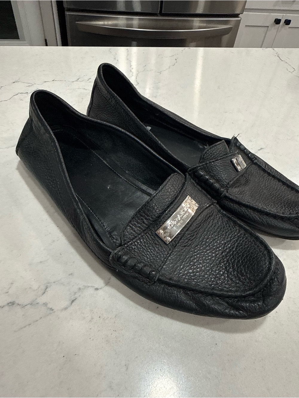 Coach Black Leather Logo Lightweight Slip-On Loafer Flats Women's Size 8 UK 38 - Picture 3 of 7